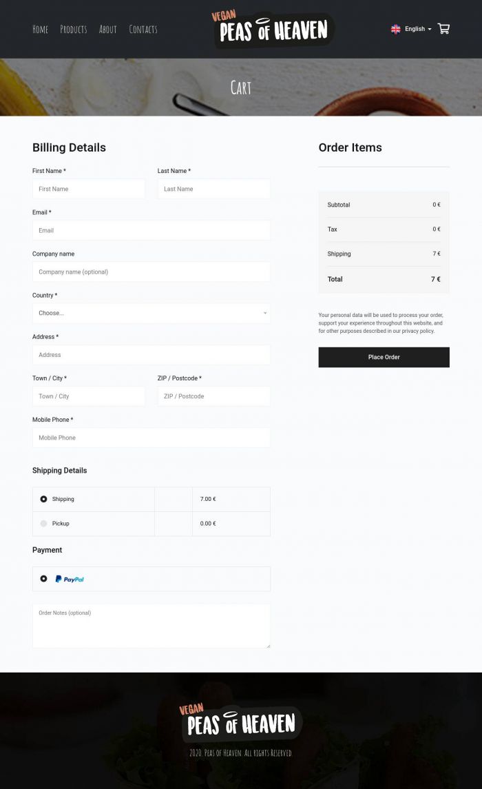 Checkout form page