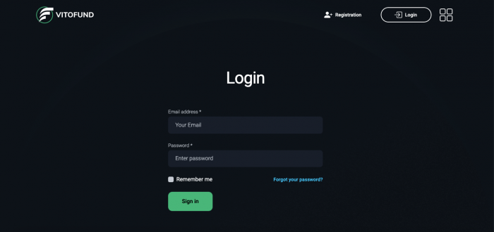 Login page