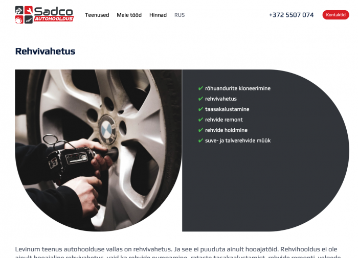 Service page